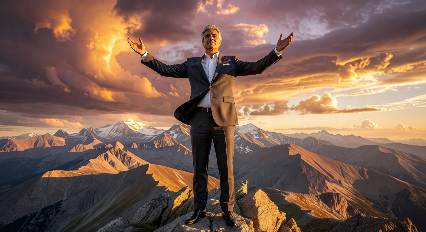 Inspiración de liderazgo en la montaña